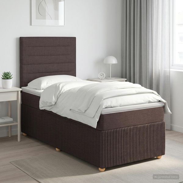 vidaXL Posteľ boxspring s matracom Tmavohnedá 90 x 190 cm Látka