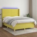 vidaXL Posteľ boxsping s matracom a LED zelená 140x190 cm látka