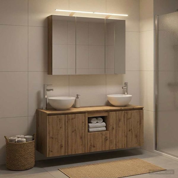 vidaXL Set kabinetov do kúpeľne 4 pcs Dub artisan 100 x 14,5 x 70 cm