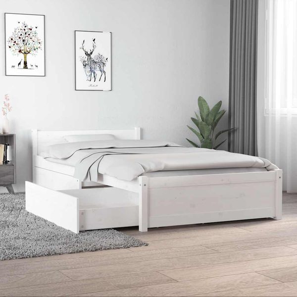 vidaXL Posteľný rám so zásuvkami biely 90x190 cm jednolôžko