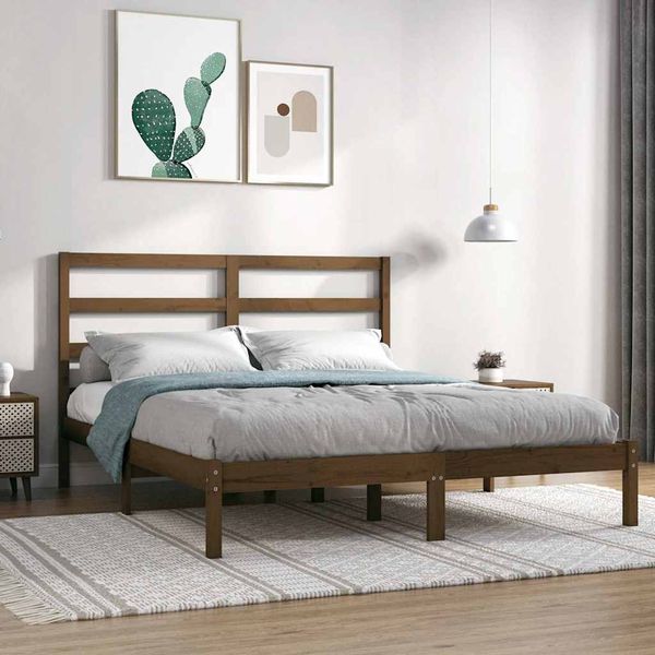 vidaXL Posteľný rám medovo-hnedý borovicový masív 140x190 cm