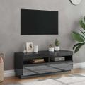 vidaXL TV skrinka s LED svetlami lesklá sivá 100x35x40 cm