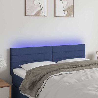 vidaXL Čelo postele s LED modré 144x5x78/88 cm látka