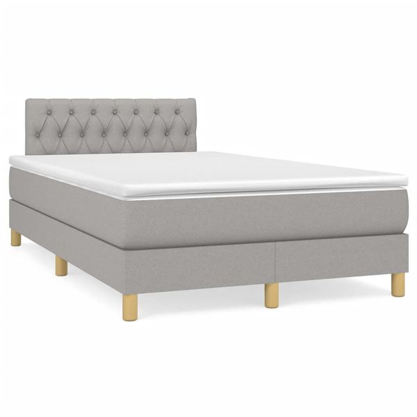 vidaXL Boxspring posteľ s matracom a LED, svetlosivá 120x190 cm, látka