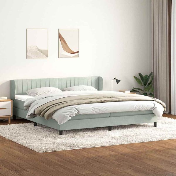 vidaXL Box Spring Posteľ s matracom Svetlosivá 180x220 cm Zamat