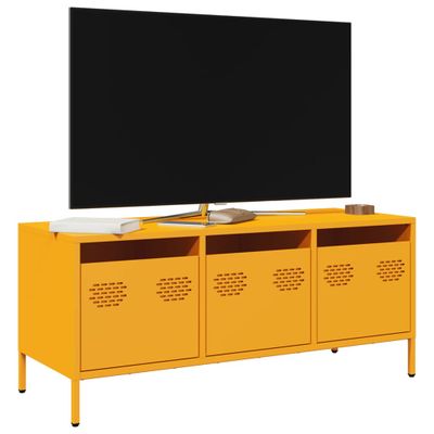 vidaXL TV skrinka horčicovožltá 101,5x39x43,5 cm oceľ