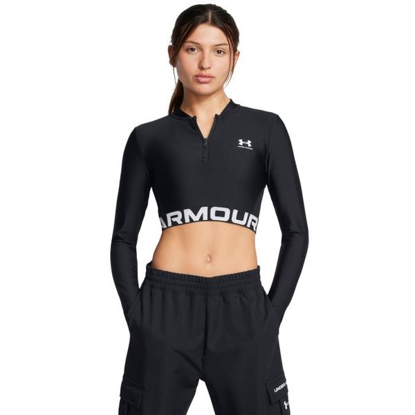 Dámsky top HeatGear Rib 1/4 Zip LS Black - Under Armour, veľkosť XL, veľkosť oblečenia XL