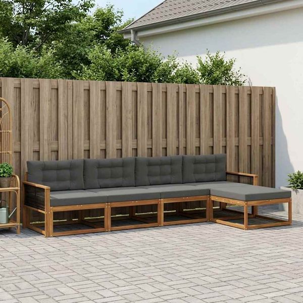 vidaXL Záhradná súprava gaučov s vankúšom 5 pcs Prírodná a antracitová