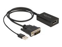 Kábel adaptéra - DVI-D, USB (iba napájanie) (M) do DisplayPort (F) - DisplayPort 1.2 - 50 cm - podpora 4K30Hz - čierna