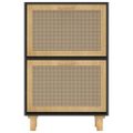 vidaXL Botník čierny 52x25x80 cm spracované drevo a prírodný ratan
