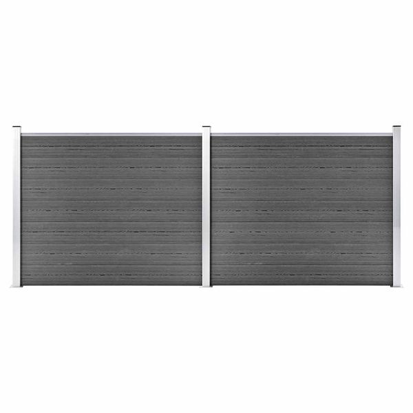 vidaXL Sada plotových panelov WPC 353x146 cm čierna