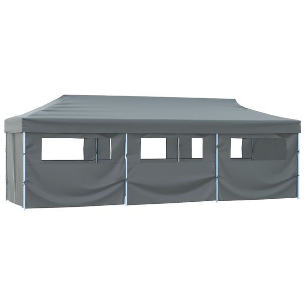 vidaXL Skladací párty stan s 8 bočnými stenami 870x291x315 cm antracitový