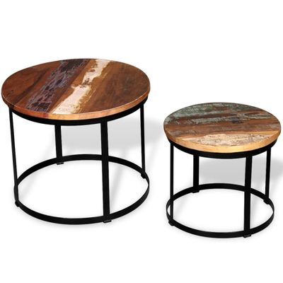 vidaXL Konferenčné stolíky 2 ks, recyklovaný masív, okrúhle 40cm/50cm