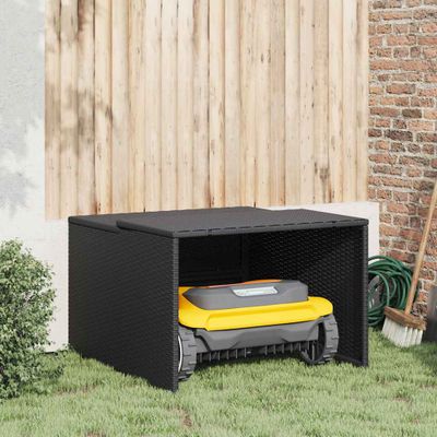 vidaXL Garáž na robotickú kosačku čierna 86x90x52/57 cm polyrattan