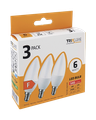 LED žiarovka Trixline 6W C35 E14 teplá biela 3 PACK