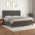 vidaXL Posteľný rám boxspring s matracom tmavosivý 200x200 cm zamat
