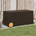 vidaXL Záhradný úložný box s kolieskami hnedý 190 l polyratan