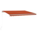 vidaXL Automatická zaťahovacia markíza 450x300 cm oranžová a hnedá