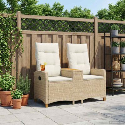 vidaXL Hojdačka s tabletou 2 -Seater 126 x 65 x 112 cm polyratan