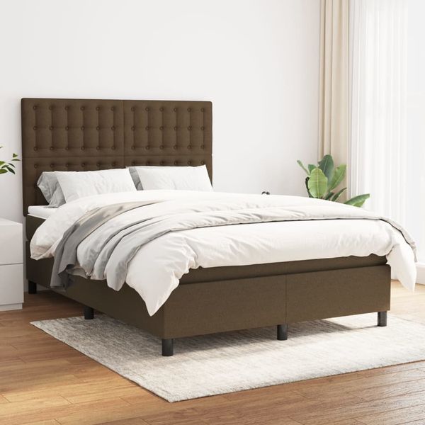 vidaXL Boxspring posteľ s matracom tmavohnedá 140x200 cm látka