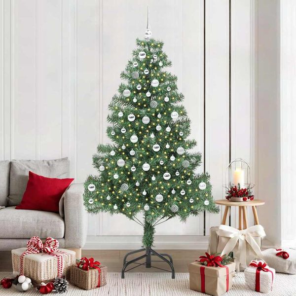 vidaXL Vianočný stromček s 300 LED-i so stojanom Zelená 210 cm PVC