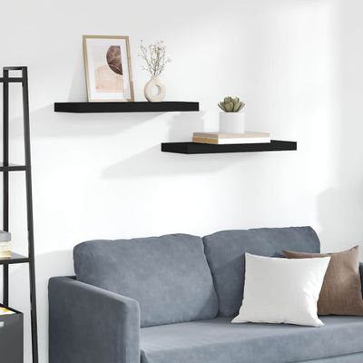 vidaXL Plávajúce nástenné police 2 ks, čierne 60x23,5x3,8 cm, MDF