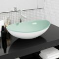 vidaXL Umývadlo tvrdené sklo 54,5x35x15,5 cm biele