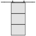 vidaXL Posuvné dvere s kovaním čierne 90x205 cm tvrdené sklo
