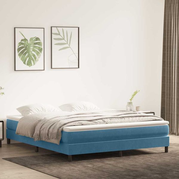 vidaXL Box Spring Posteľ bez matraca Tmavomodrá 180x220 cm Zamat