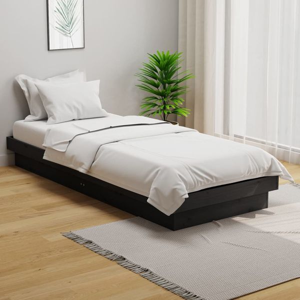 vidaXL Posteľný rám, sivý drevený masív 75x190 cm malé jednolôžko