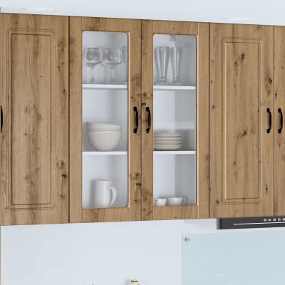 vidaXL Nástenný sklenený kabinet PORTO Remeselný dub 80 x 31 x 100 cm