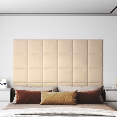 vidaXL Nástenný čelník 12 pcs 30 x 30 cm Krémová látka