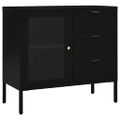 vidaXL Komoda čierna 75x35x70 cm oceľ a tvrdené sklo