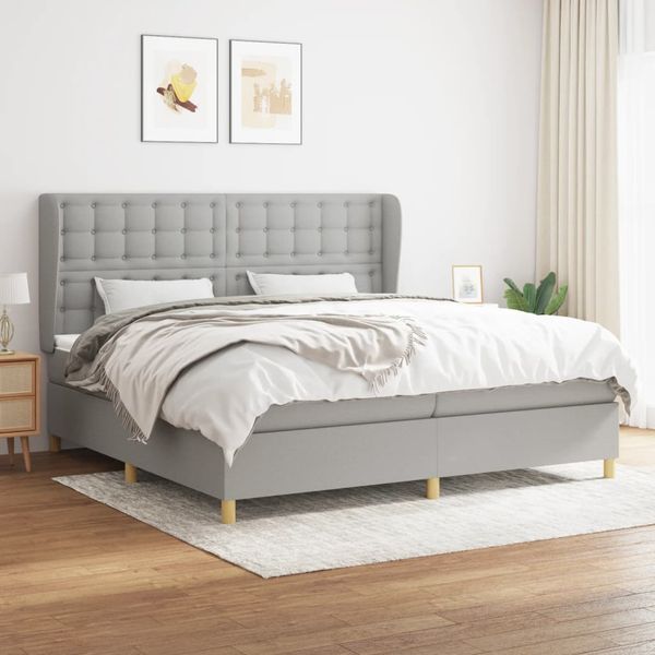 vidaXL Posteľný rám boxsping s matracom bledosivý 200x200 cm látka