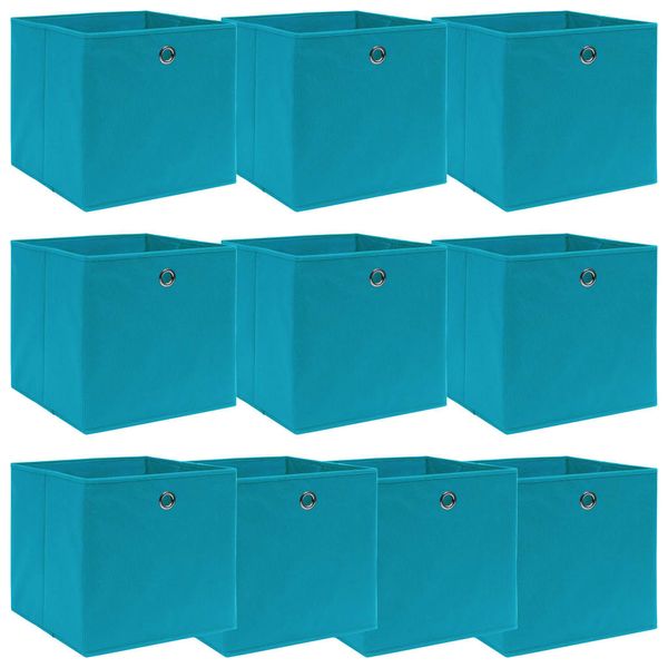 vidaXL Úložné boxy 10 ks, svetlomodré 32x32x32 cm, látka
