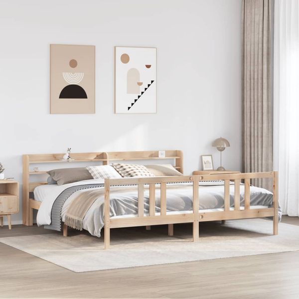 vidaXL Posteľný rám s čelom 200x200 cm masívna borovica