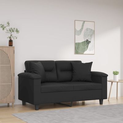 vidaXL 2-miestna pohovka s vankúšmi čierna 120 cm umelá koža