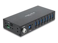 Delock - Rozbočovač - priemyselný, 5 Gbps, s ochranou ESD 8 kV - 7 x SuperSpeed USB 3.0 - možné montovať na lištu DIN, na upevnenie na stenu
