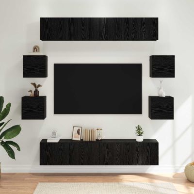 vidaXL Zostava TV skriniek 8 pcs 80 x 30 x 30 cm Čierny dub