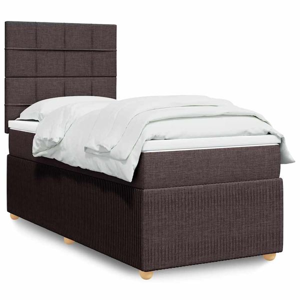 vidaXL Boxspring posteľ s matracom tmavohnedá 100x200 cm látka