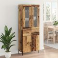 vidaXL Highboard Staré drevo 69,5 x 34 x 180 cm Kompozitné drevo