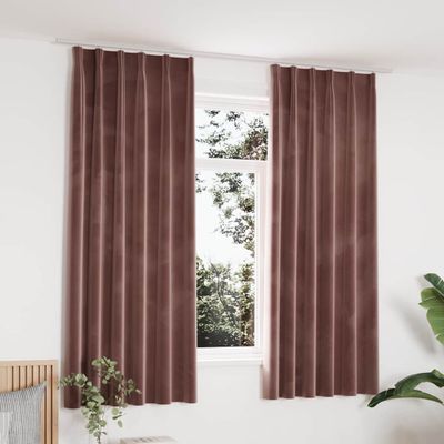vidaXL Zatemňovacie závesy 2ks s háčikmi, zamat, staroružové 140x175cm