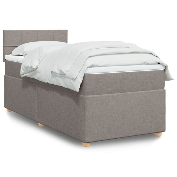 vidaXL Posteľný rám boxsping s matracom sivohnedý 90x200 cm látka