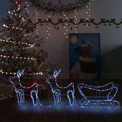 vidaXL Vianočná vonkajšia dekorácia so sobom a saňami 576 LED diód