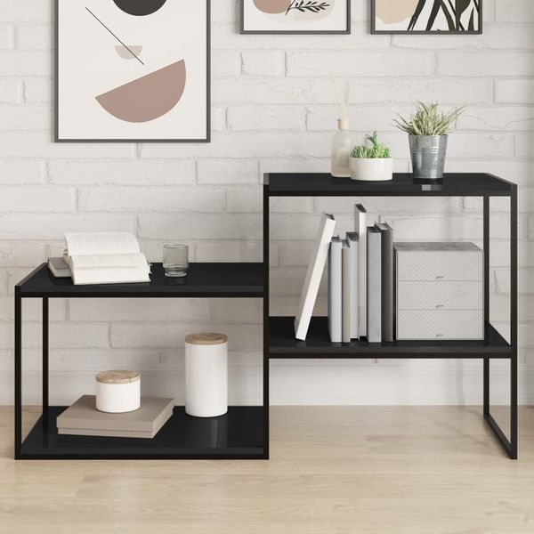 vidaXL Prídavné police 4 ks, lesklé čierne 60x40x1,5 cm, drevotrieska