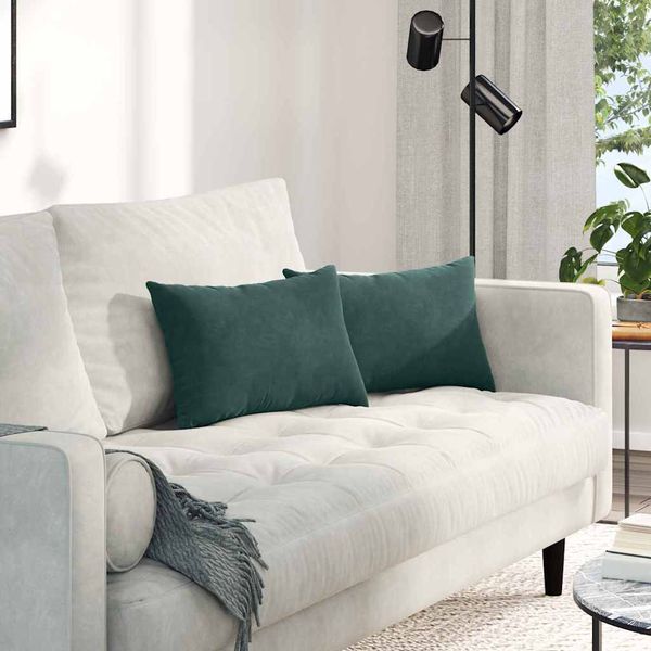 vidaXL Vankúše na pohovku 2 pcs Tmavozelená 50 x 30 cm