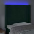 vidaXL Čelo postele s LED tmavozelené 103x16x118/128 cm zamat