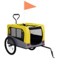vidaXL Vozík pre domáce zvieratá na bicykel/beh 2-v-1, žlto sivý