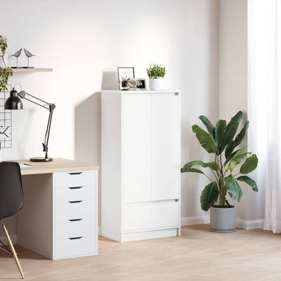vidaXL Skrinka so zásuvkou Biela 55,5x34x119,5 cm Konštrukčné drevo