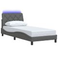 vidaXL Rám postele s LED bez matraca tmavosivá 90x190 cm látka